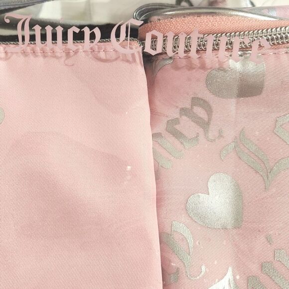 Juicy Couture Travel Cosmetic Bags 4 Piece Set Pink Black Silver NWT - Picture 5 of 8
